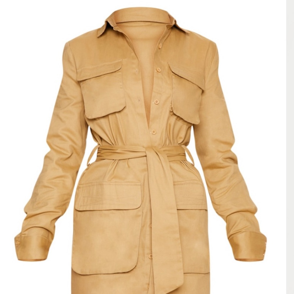 PLT Utility Tie Waist Shirt Dress